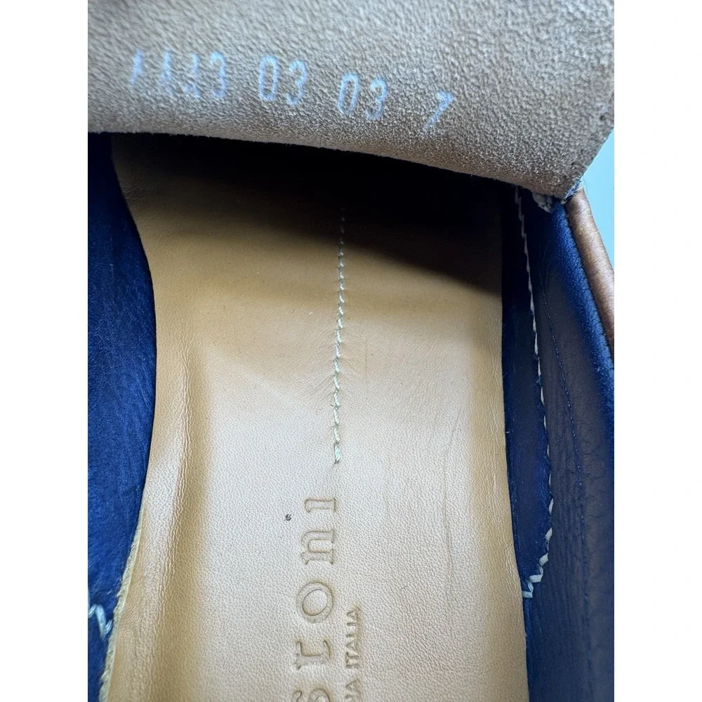 A.Testoni‎ Blue Suede Slip On Loafers Men Size 7 Made In Italy